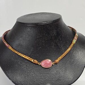 Beaded Leather Wrap Necklace Bracelet Womens Boho‎ Fairy Whimsical Choker